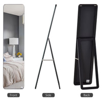 Full Length Mirror for Bedroom, Free Standing Dressing Mirror, Wall Mirror with Wood Frame, 15" x 61", Black