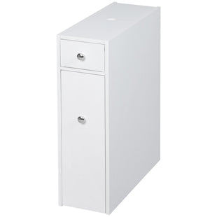 Space Saving Toilet Paper Cabinet, Narrow Bathroom Cabinet with Drawers and Hidden Storage, White