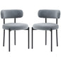 2 Pieces Kitchen Chairs, Modern Dining Chairs w/ Berber Fleece Upholstery and Steel Legs for Living Room, Grey