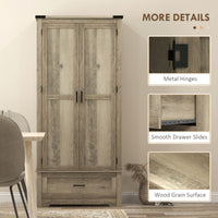 69" Tall Farmhouse Kitchen Pantry Cabinet with 2 Doors, Drawer and Adjustable Shelves, Grey