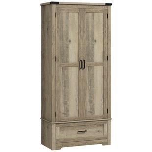 69" Tall Farmhouse Kitchen Pantry Cabinet with 2 Doors, Drawer and Adjustable Shelves, Grey