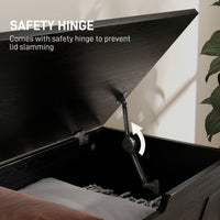 31.5 Inches Storage Chest, Storage Trunk with 2 Safety Hinges, Wooden Box for Living Room, Black Wood Grain