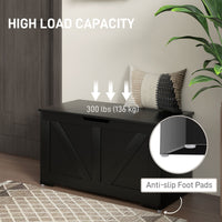 31.5 Inches Storage Chest, Storage Trunk with 2 Safety Hinges, Wooden Box for Living Room, Black Wood Grain