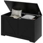 31.5 Inches Storage Chest, Storage Trunk with 2 Safety Hinges, Wooden Box for Living Room, Black Wood Grain