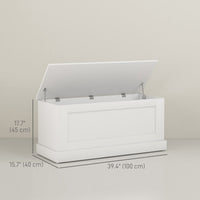 39.4 Inches Storage Chest, Storage Trunk with Safety Hinge, Wooden Box for Living Room, White Wood Grain