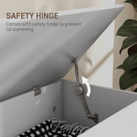 39.4 Inches Storage Chest, Storage Trunk with Safety Hinge, Wooden Box for Living Room, White Wood Grain