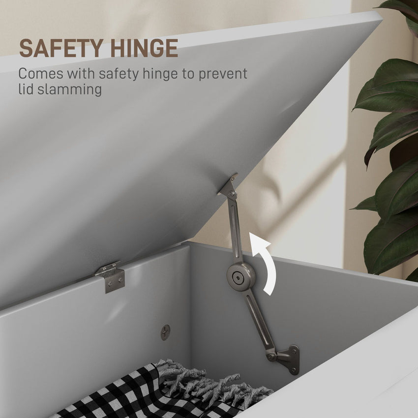 39.4 Inches Storage Chest, Storage Trunk with Safety Hinge, Wooden Box for Living Room, White Wood Grain