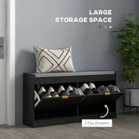 Shoe Storage with Seat, Upholstered Hallway Bench, Shoe Bench with 2 Flip Drawers and 4 Vents for 8 Pairs of Shoes