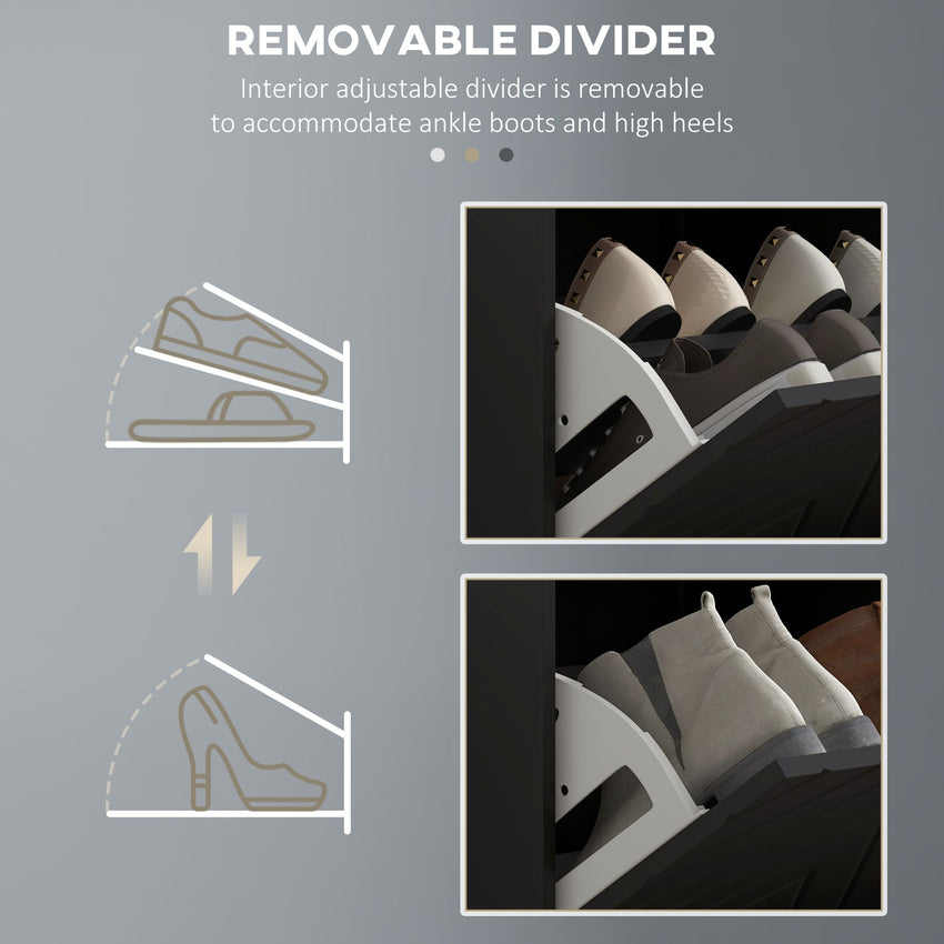 Shoe Storage with Seat, Upholstered Hallway Bench, Shoe Bench with 2 Flip Drawers and 4 Vents for 8 Pairs of Shoes