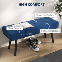 39 Inches Upholstered Bedroom Bench, Modern End of Bed Bench with Steel Legs, Dark Blue