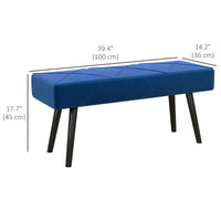 39 Inches Upholstered Bedroom Bench, Modern End of Bed Bench with Steel Legs, Dark Blue