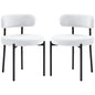 2 Pieces Kitchen Chairs, Modern Dining Chairs w/ Berber Fleece Upholstery and Steel Legs for Living Room, Cream White