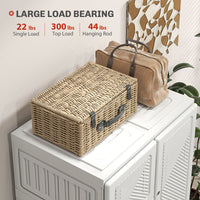 Portable Wardrobe, Foldable Clothes Storage Organzier with 5 Compartments, 1 Hanging Rod, Magnet Doors, White