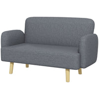 Velvet Feel Fabric 2 Seater Sofa, Small Sofa Loveseat with 8.3" Thick Padding and Wood Legs, Grey