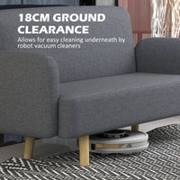 Velvet Feel Fabric 2 Seater Sofa, Small Sofa Loveseat with 8.3" Thick Padding and Wood Legs, Grey