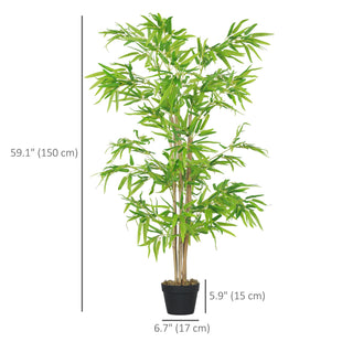 Artificial Bamboo Tree, 5ft Fake Tree with Realistic Leaf and Natural Trunk, Decorative Plant in Nursery
