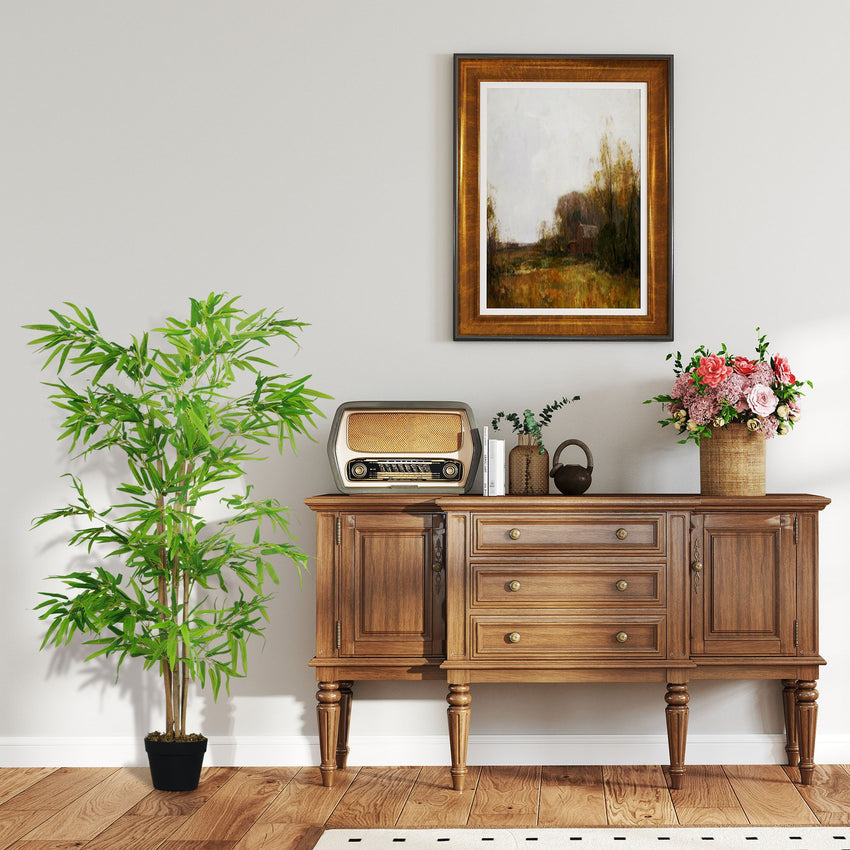 Artificial Bamboo Tree, 5ft Fake Tree with Realistic Leaf and Natural Trunk, Decorative Plant in Nursery