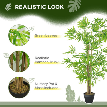 Artificial Bamboo Tree, 5ft Fake Tree with Realistic Leaf and Natural Trunk, Decorative Plant in Nursery