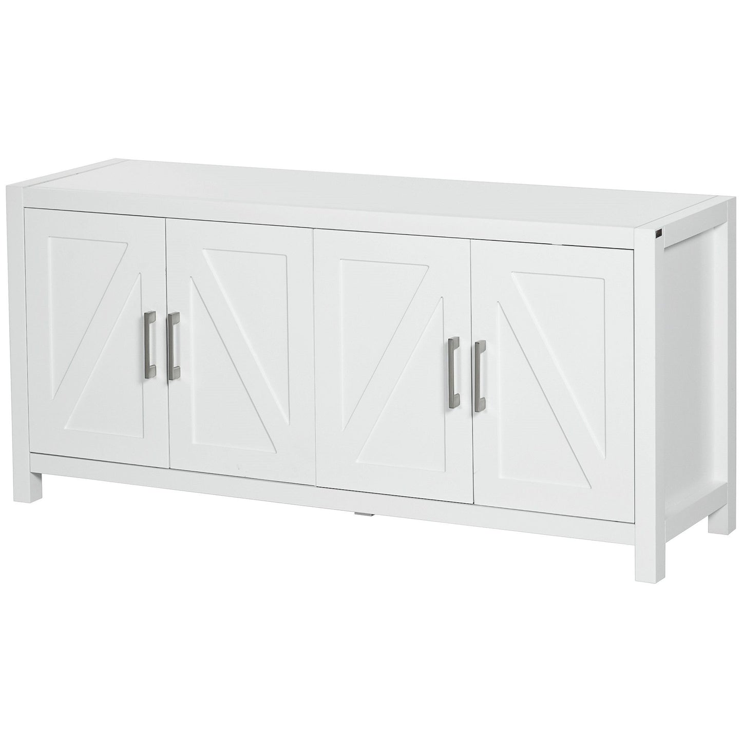 Sideboard Cabinet Buffets Table with Barn Style Doors TV Cabinet Stand for TVs up to 65" with 4 Cable Holes White