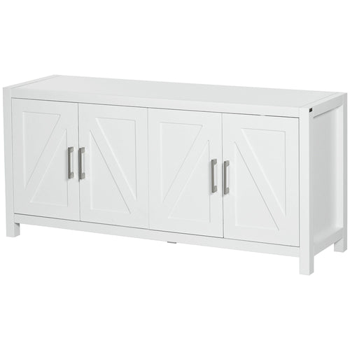 Sideboard Cabinet Buffets Table with Barn Style Doors TV Cabinet Stand for TVs up to 65" with 4 Cable Holes White