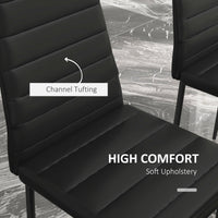 High Back Dining Chairs, Modern Upholstered PU Leather Accent Chairs with Metal Legs for Kitchen, Set of 6, Black