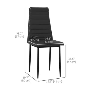 High Back Dining Chairs, Modern Upholstered PU Leather Accent Chairs with Metal Legs for Kitchen, Set of 6, Black