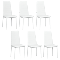 High Back Dining Chairs, Modern Upholstered PU Leather Accent Chairs with Metal Legs for Kitchen, Set of 6, White