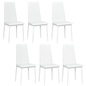 High Back Dining Chairs, Modern Upholstered PU Leather Accent Chairs with Metal Legs for Kitchen, Set of 6, White
