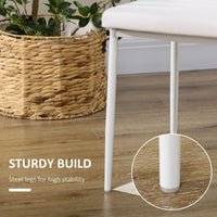 High Back Dining Chairs, Modern Upholstered PU Leather Accent Chairs with Metal Legs for Kitchen, Set of 6, White