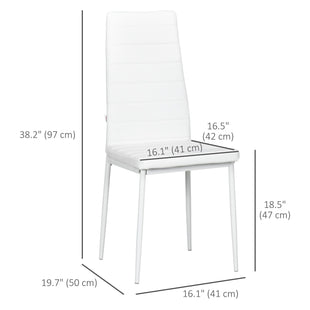 High Back Dining Chairs, Modern Upholstered PU Leather Accent Chairs with Metal Legs for Kitchen, Set of 6, White