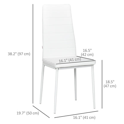High Back Dining Chairs, Modern Upholstered PU Leather Accent Chairs with Metal Legs for Kitchen, Set of 6, White