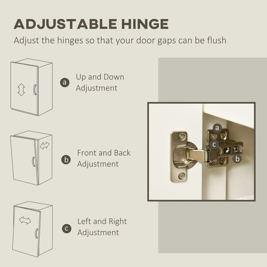 Sideboard Cabinet, Buffet Table with 2 Double Doors and Adjustable Shelves for Living Room, Entryway, White