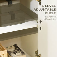 Sideboard Cabinet, Buffet Table with 2 Double Doors and Adjustable Shelves for Living Room, Entryway, White