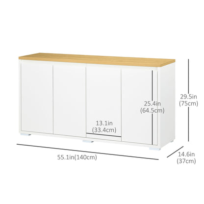 Sideboard Cabinet, Buffet Table with 2 Double Doors and Adjustable Shelves for Living Room, Entryway, White