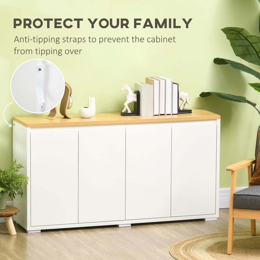 Sideboard Cabinet, Buffet Table with 2 Double Doors and Adjustable Shelves for Living Room, Entryway, White