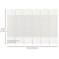 6 Panel Folding Room Divider, Portable Privacy Screen, Wave Fiber Room Partition for Home Office, White