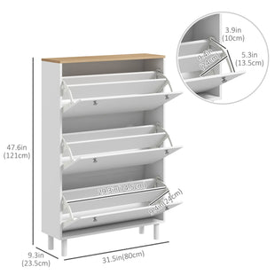 Shoe Storage with 3 Flip Drawers and Adjustable Shelves, Entryway Shoe Storage Cabinet for 24 Pairs of Shoes, White