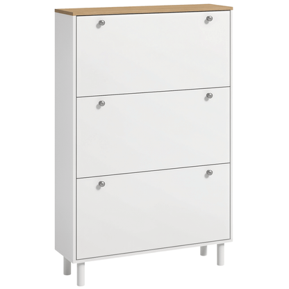 Shoe Storage with 3 Flip Drawers and Adjustable Shelves, Entryway Shoe Storage Cabinet for 24 Pairs of Shoes, White