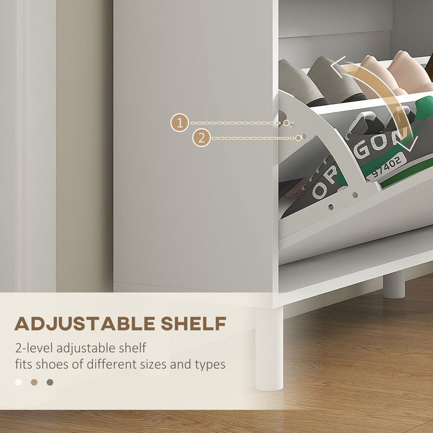 Shoe Storage with 3 Flip Drawers and Adjustable Shelves, Entryway Shoe Storage Cabinet for 24 Pairs of Shoes, White