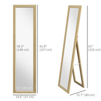 15" x 62" Full Length Mirror for Bedroom, Free Standing Dressing Mirror, Wall Mirror for Living Room, Oak