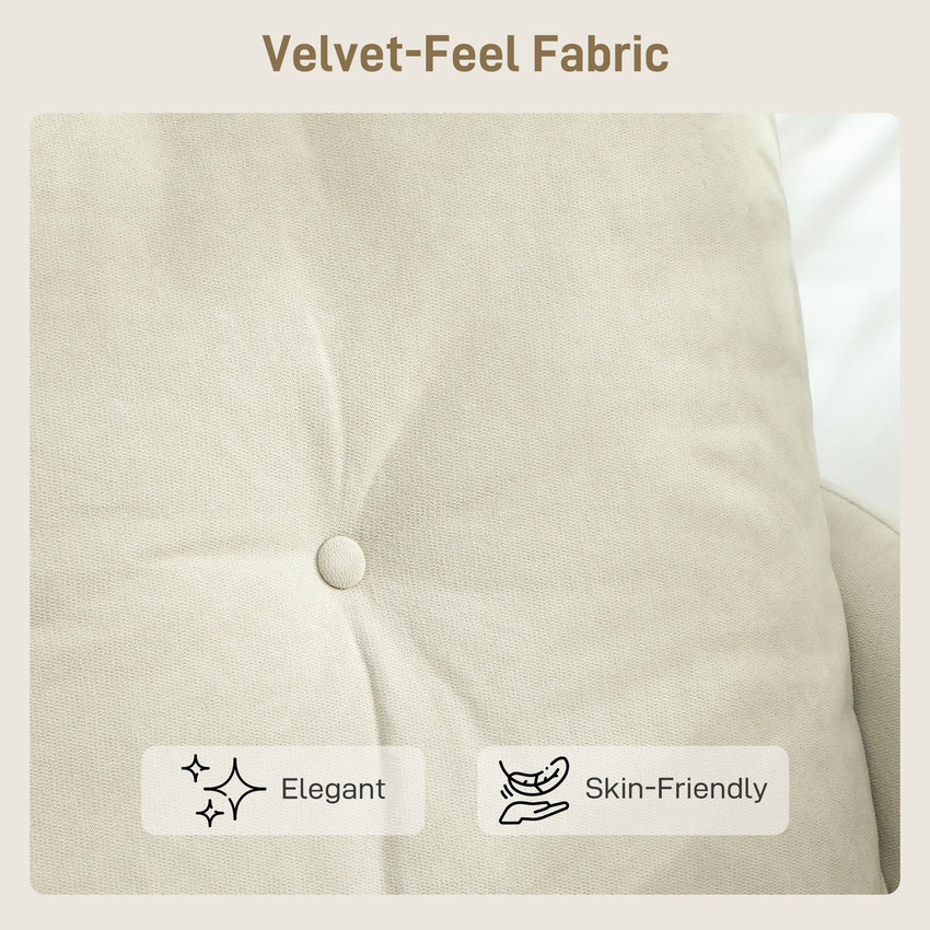 2 Seater Sofa, Small Modern Couch with High-Resilience Foam, Thicken Padding, Button Tufted, Cream White