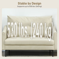 2 Seater Sofa, Small Modern Couch with High-Resilience Foam, Thicken Padding, Button Tufted, Cream White