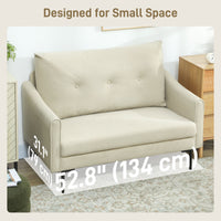 2 Seater Sofa, Small Modern Couch with High-Resilience Foam, Thicken Padding, Button Tufted, Cream White