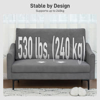 2 Seater Sofa, Small Modern Couch with High-Resilience Foam, Thicken Padding, Button Tufted, Grey