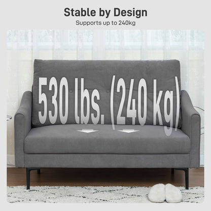2 Seater Sofa, Small Modern Couch with High-Resilience Foam, Thicken Padding, Button Tufted, Grey