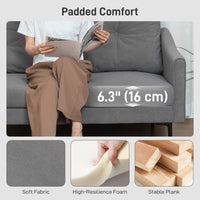 2 Seater Sofa, Small Modern Couch with High-Resilience Foam, Thicken Padding, Button Tufted, Grey