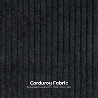 Set of 2 Barstools, Upholstered Corduroy Bar Stools with Backrest, Footrest for Kitchen Island, Dining Room, Black