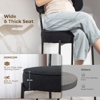 Set of 2 Barstools, Upholstered Corduroy Bar Stools with Backrest, Footrest for Kitchen Island, Dining Room, Black