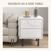 Nightstand Set of 2, Modern Bedside End Table with Push-to-Open Drawers and Steel Legs for Living Room, Bedroom, White