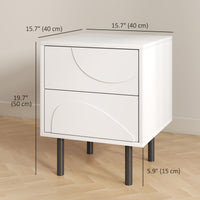 Nightstand Set of 2, Modern Bedside End Table with Push-to-Open Drawers and Steel Legs for Living Room, Bedroom, White